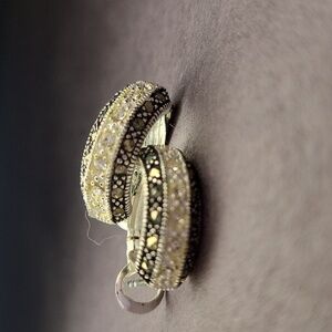 Silver and Black Hoop Earrings